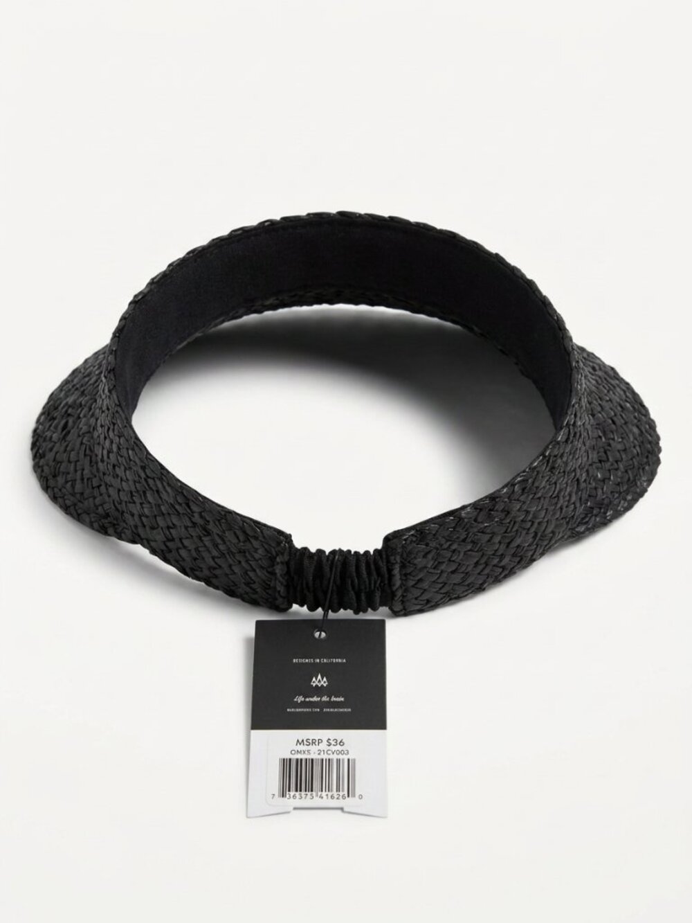 Beachly Hemlock Hat Company NWT Onyx Straw Visor Black OS - Picture 2 of 3